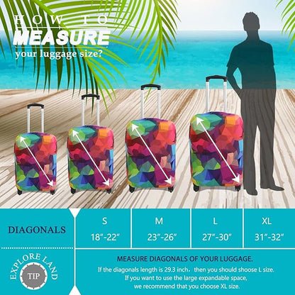 Explore Land Travel Luggage Cover Suitcase Protector Fits 31-32 Inch Case (Geometry, XL)