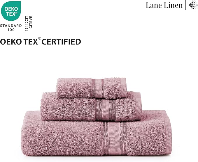 LANE LINEN Premium Bath Towel Set of 18 – 100% Cotton, 6 Bath, 6 Hand Towels & 6 Washcloths, Zero Twist, Ultra Soft & Durable, Quick-Dry, Ideal for Spa, Hotel & Everyday Use – Wishful Mauve