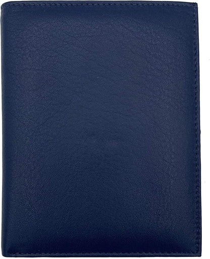 Blue RFID Genuine Leather Passport Wallet