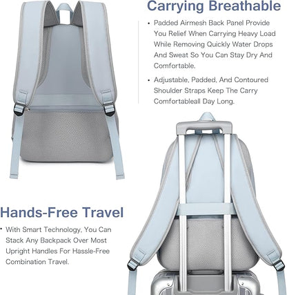 Boavan Laptop Backpack for women, 15.6 inch Laptop Bag with USB Port, Waterproof Travel Work Backpack Purse, Anti-Theft Teacher Nurse Doctor Casual Bookbags Office Business backpack，Blue