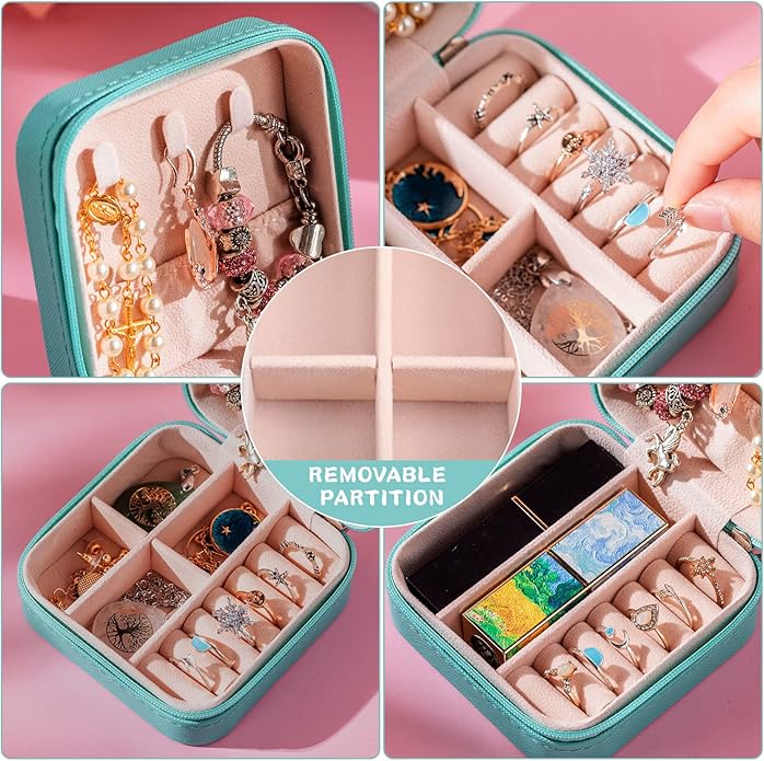 12 Pcs Small Jewelry Box Mini Travel Jewelry Case Bridesmaid Gift Pu Leather Jewelry Travel Organizer Small Jewelry Box Mini Storage Organizer Storage Box for Women Girls Bridesmaid Proposal Gift