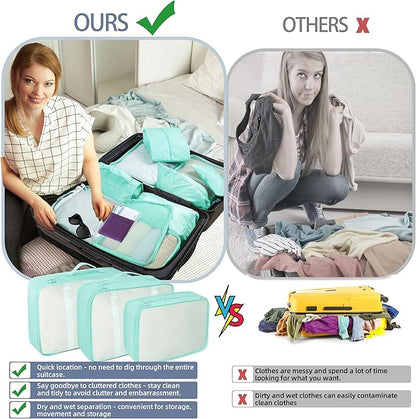 10 Pcs Set Packing Cubes - Travel Packing Organizers, Expandable Suitcase Organizer, Luggage Organizer Bags