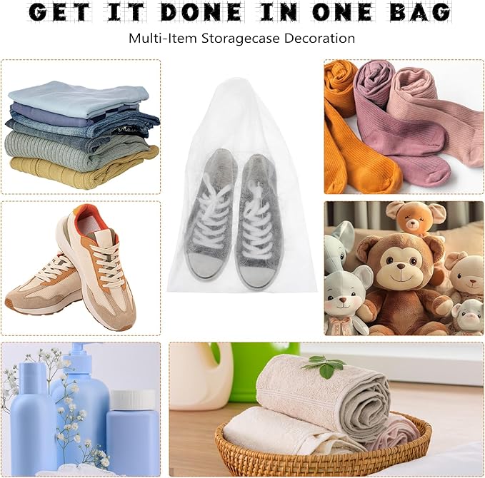 200 Pcs Non Woven Dust Bags, Dust Proof Shoe Bag For Storing Shoes, Boots, Drawstring Storage Bag For Purses, Handbags, Breathable Dust Bag With Rope, Portable Storage Organizer, White