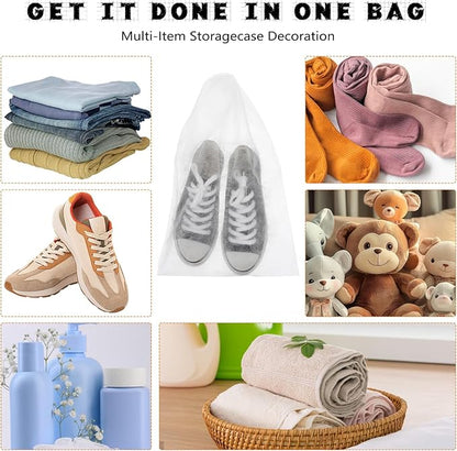 200 Pcs Non Woven Dust Bags, Dust Proof Shoe Bag For Storing Shoes, Boots, Drawstring Storage Bag For Purses, Handbags, Breathable Dust Bag With Rope, Portable Storage Organizer, White