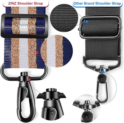 ZINZ 74" Shoulder Strap with Fixed Pad and Dual Balanced Buckles，Blue Gold Jacquard
