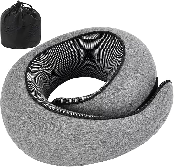 Ergonomic Memory Foam Travel Neck Pillow for Airplane - Ultimate Accessories & Road Trip Essentials for Neck Pain Relief - Perfect Travel Gifts for Men Women & Toddler Pillow