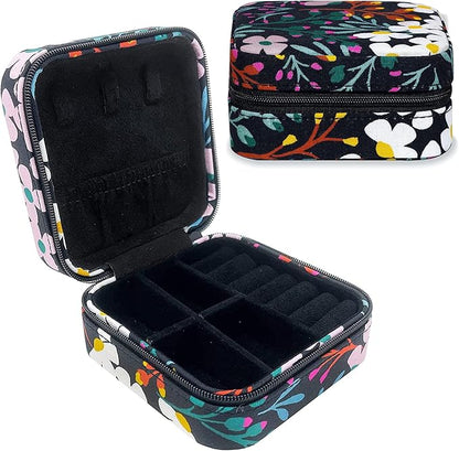 Kate Spade New York Black Travel Jewelry Case, Small Jewelry Box to Organize Rings, Necklaces, Earrings, Fall Floral, Fall Floral, Modern