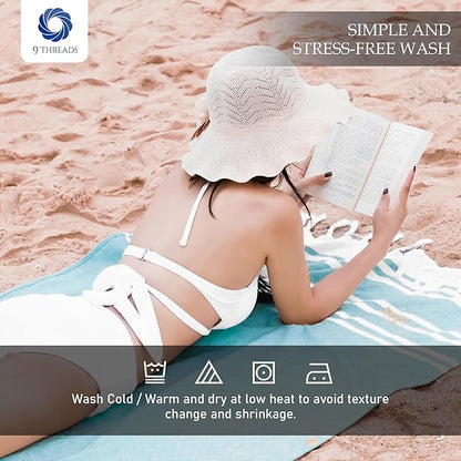 Cotton Turkish Beach Towel Towels Oversized 36"x72" Pool Absorbent Extra Large Quick Dry Sand Travel Towel (Aqua Blue, 4 Pack)