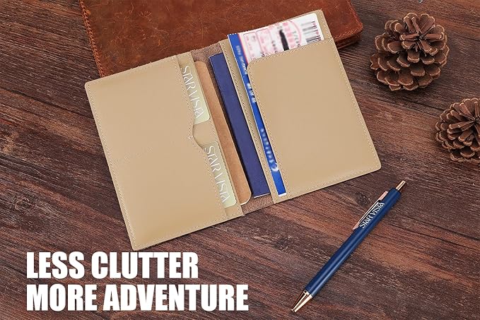 STAR VISTA Albatross Leather Travel Passport Holder, Minimalist Design, Calfskin Leather Case for Women and Men - Slim Passport Wallet, Bifold, RFID Blocking, Ivory