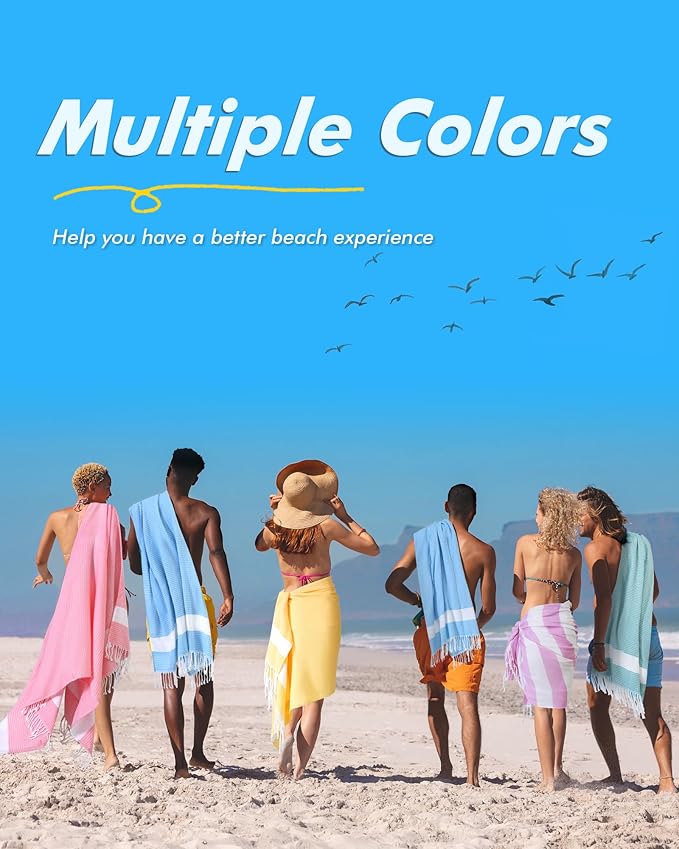 Genovega 2 Packs Oversized Turkish Beach Towels 74"x38" Thin Quick Dry Sand Free Pool Swim Bathing Towel Extra Large Blanket Adult Travel Essentials Accessories Summer Vacation Orange Grey Dot