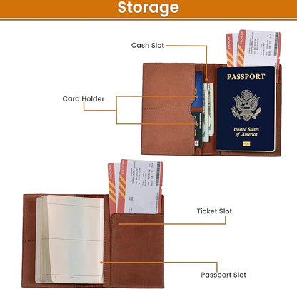 LEATHER VILLAGE Leather Passport Holder Cover – Travel Wallet with Card Slots, Vintage Passport Case for Men & Women – Cute Organizer for Travel Accessories & Documents - Fuchsia