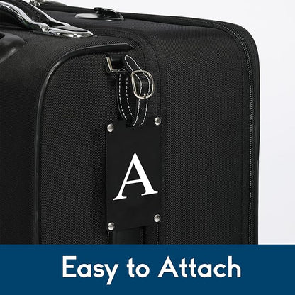 Premium 3-Layer Aluminum Luggage Tags by Fortuna - Easy to Claim, Laser-Engraved, Plastic-Free, and Eco-Friendly Luggage Tag Holders, 2-Pack, Black (A)