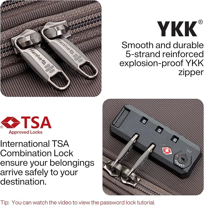 Hanke 24 Inch Expandable Luggage Large Suitcases with Wheels Softside Checked Luggage Rolling Suitcase with Lock Lightweight Travel Luggage for Men and Women 24 Inch Luggage.(Coffee)