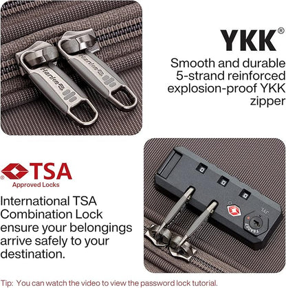 Hanke 20 Inch Expandable Carry On Luggage 22x14x9 Airline Approved Softside Suitcases with Wheels Lightweight Travel Luggage Rolling Suitcase with Lock for Men and Women.(Coffee)