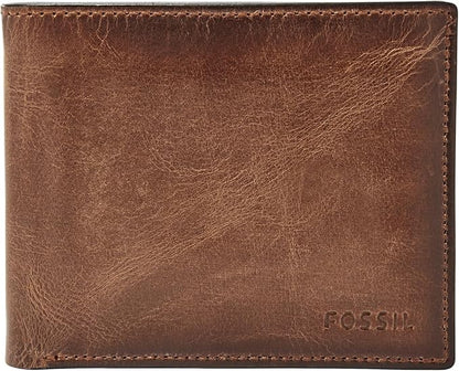 Fossil Men's Derrick Leather RFID-Blocking Bifold Passcase with Removable Card Case Wallet