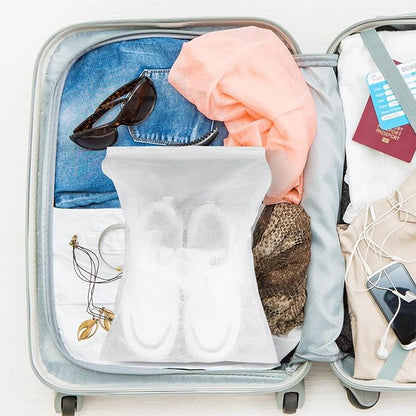 200 Pcs Travel Shoe Bag, Non-Woven Dust Bags for Handbags, Purses, Clear Drawstring Bags, Portable Breathable Shoe Storage Bag, 15 x 12.6 Inch