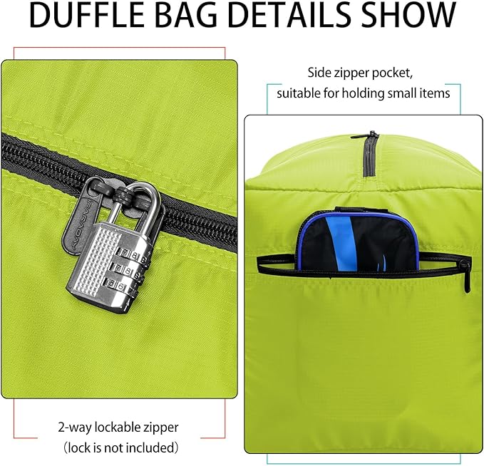 Foldable Duffel Bag 30" / 75L Lightweight with Water Rresistant for Travel-Light Green