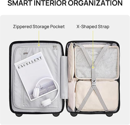 NINETYGO Carry On Luggage 22x14x9 Airline Approved, 20 Inch Luggage with Smooth Double Spinner Wheels, Hard Shell PC+ABS Suitcase Carry-On, Lightweight Travel Luggage, TSA Approved (Green, Himalayas)