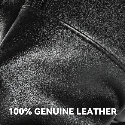 Black Fanny Pack for Men Genuine Leather Waist Bag Multiple Pockets Metal Zippers Belt Bag for Travel Hiking Cycling Fishing