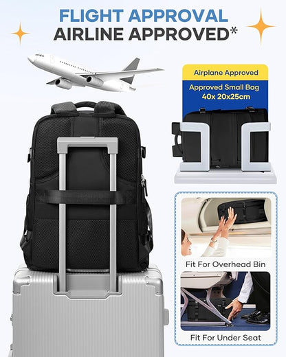 Travel Backpack For Women Men Airline Approved Carry On Backpack Flight Approved Waterproof Sports Luggage Backpack Casual Daypack Small Hiking Backpacks Black Backpacks