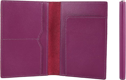 STAR VISTA Albatross Leather Travel Passport Holder, Minimalist Design, Calfskin Leather Case for Women and Men - Slim Passport Wallet, Bifold, RFID Blocking, Violet