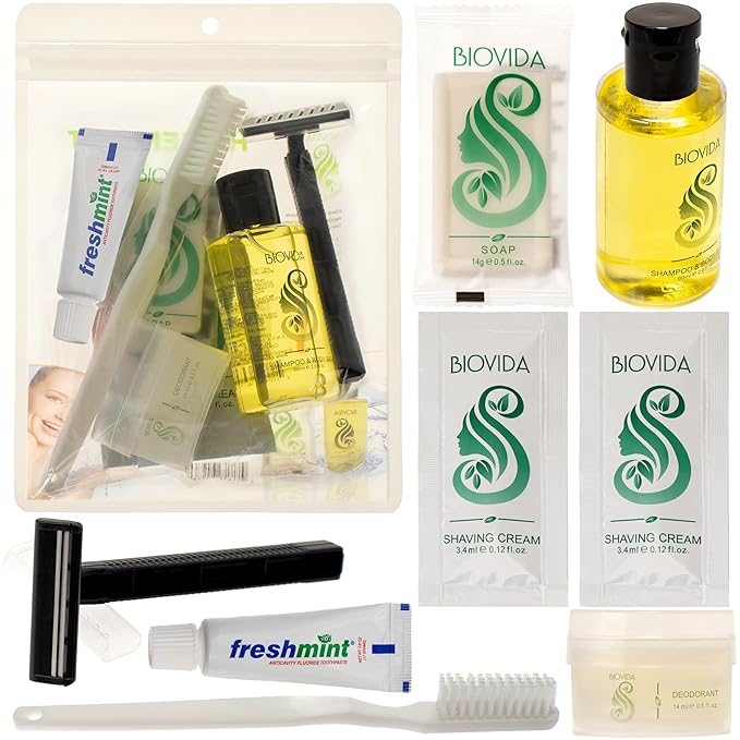 Moda West 96 Hygiene Kits - Bulk Case of Wholesale Basic Toiletry Kits for Men, Women, Travel, Charity 8 Pc Kit