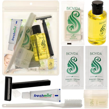 Moda West 96 Hygiene Kits - Bulk Case of Wholesale Basic Toiletry Kits for Men, Women, Travel, Charity 8 Pc Kit