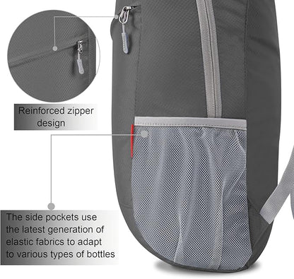 ZOMAKE Lightweight Packable Backpack 20L, Foldable Backpacks Small Daypack for Hiking Water Resistant Day Bag for Travel(Medium Grey)