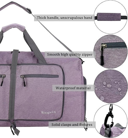 Woogwin Travel Duffel Bag Large Foldable Waterproof Overnight Bag for Beach Swim Bags Pool Sports Gym