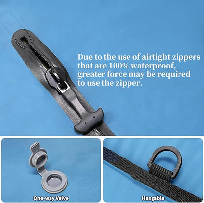 Vacuum Bags for Travel, Professional IP67 Reusable Vacuum Compression Bags for Travel Suitcases and Backpack, Durable Space Saver Bag (Blue,No Pump)