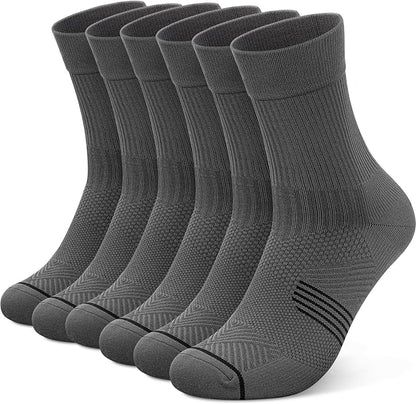 PAPLUS 3 Pairs Running Compression Socks for Men & Women, Atheltic Crew Socks with Cushion, Arch Support for Hiking, Cycling