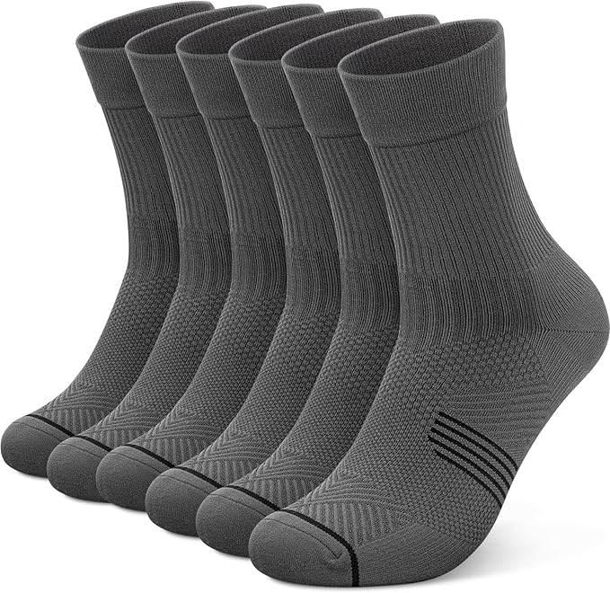 PAPLUS 3 Pairs Running Compression Socks for Men & Women, Atheltic Crew Socks with Cushion, Arch Support for Hiking, Cycling