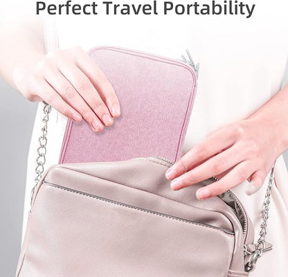 Electronic Organizer Travel Case, Travel Cable Bag, Water Resistant, Double Layers Pouch for Cables, Cords, iPad Mini, Gift for Women, Nylon, Pink, 9.5 x 6.9 x 1 Inch, 6.6 OZ