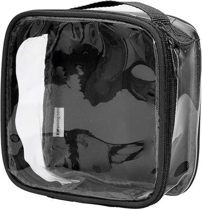 EzPacking Clear TSA Approved 3-1-1 Travel Toiletry Bag for Carry On/Quart Size Transparent Liquids Pouch for Airport Security/Reusable See Through Vinyl & PVC Plastic Organizer Men Women (Black)