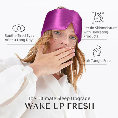 Silk Sleep Mask for Women and Men, Side Sleeper, 22 Momme Pure Mulberry Silk Total Blackout 100% Mulberry Eye Mask with Adjustable Headband Full Size, Eye Masks for Sleeping and Travel