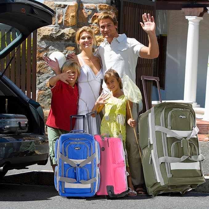 Olympia U.S.A. 29 inch Jumbo Size 8 Pockets Wheeled Rolling Duffel Bag Water Resistant Luggage Lightweight Travel Suitcase with Retractable Handle