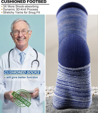 BULLIANT Compression Socks for Men 6Pairs, Athletic Crew Socks Cushioned For Men Sports Running-Arch Support