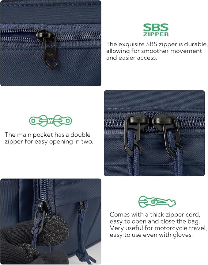 WATERFLY Fanny Pack Waist Packs: Large Crossbody Fanny Packs for Women Men with 5 Zipper Pockets Adjustable Strap Waist Bags Hip Pack for Traveling Cycling Running Hiking-Navy Blue