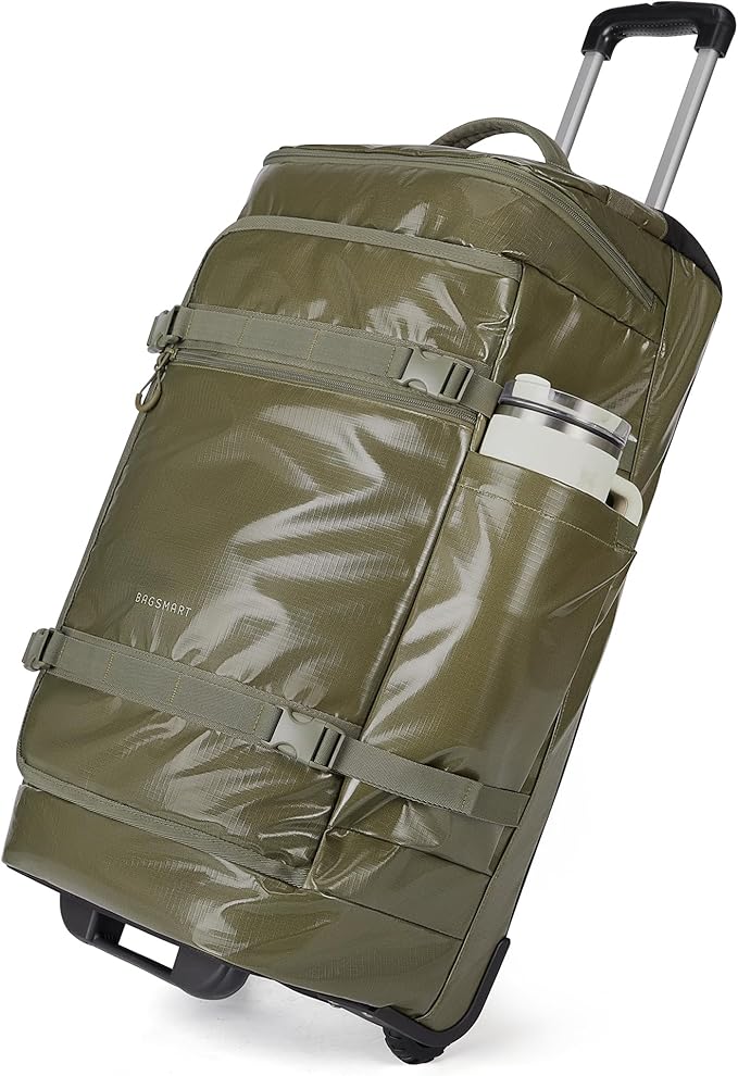 BAGSMART 70L Rolling Duffle Bag with Wheels, Large Travel Duffel Luggage Bag for Men, Water Repellent Heavy Duty for Travel Camp, Olive Green