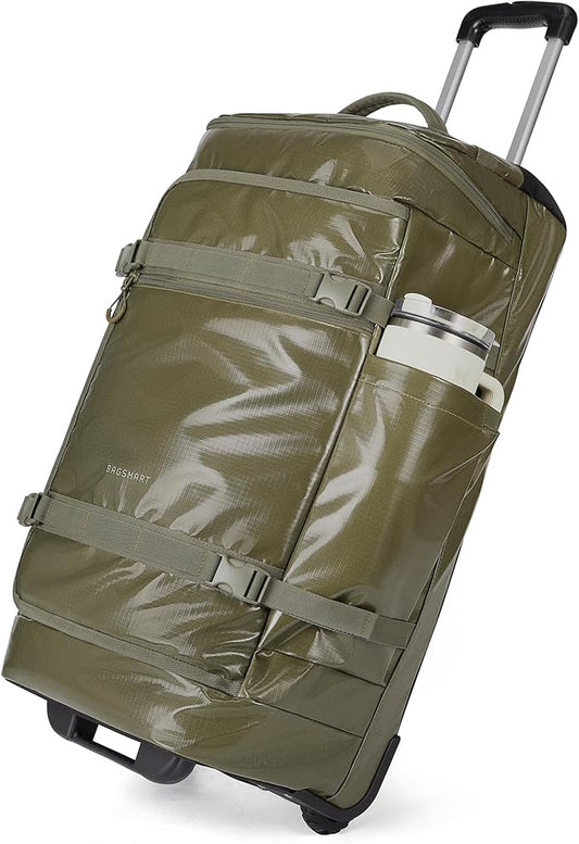 BAGSMART 70L Rolling Duffle Bag with Wheels, Large Travel Duffel Luggage Bag for Men, Water Repellent Heavy Duty for Travel Camp, Olive Green