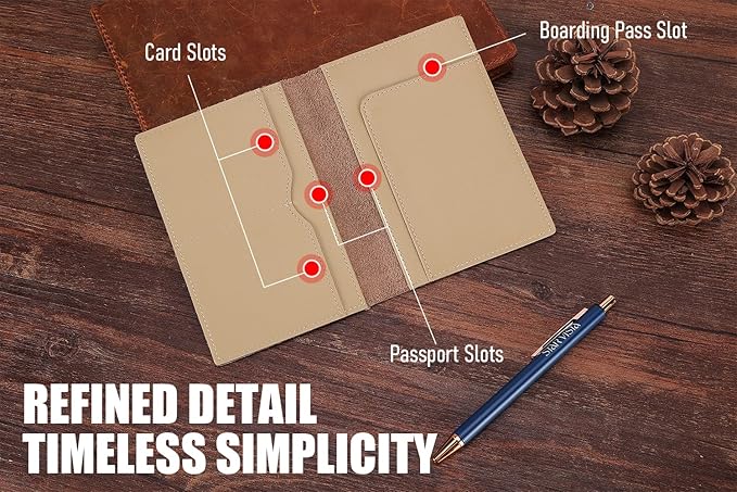 STAR VISTA Albatross Leather Travel Passport Holder, Minimalist Design, Calfskin Leather Case for Women and Men - Slim Passport Wallet, Bifold, RFID Blocking, Ivory