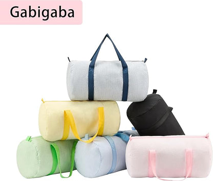 Gabigaba Kids Travel Overnight Bag Seersucker Carry On Lightweight Weekender Duffel Bag for Boys and Girls (Yellow)