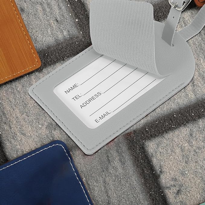 PATIKIL Leather Luggage Tag, 50 Pcs Luggage Tags Pu Bag Tags for Suitcases Airplane Travel Essentials, Grey