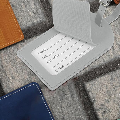 PATIKIL Leather Luggage Tag, 50 Pcs Luggage Tags Pu Bag Tags for Suitcases Airplane Travel Essentials, Grey