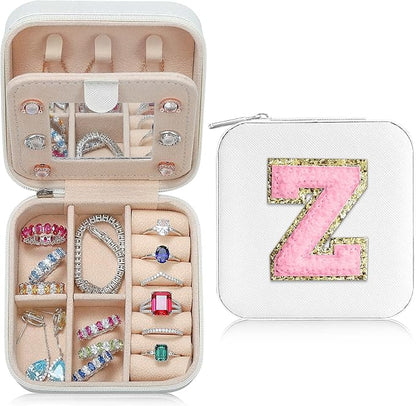 Parima Travel Jewelry Case - Small Jewelry Organizer Box, Mini Travel Case - Letter Z, White