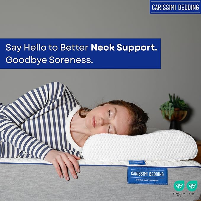 Original Contour Memory Foam Pillow with Bag – Ergonomic Cervical Neck Pillow for Side and Back Sleepers – Neck Alignment and Shoulder Support Design