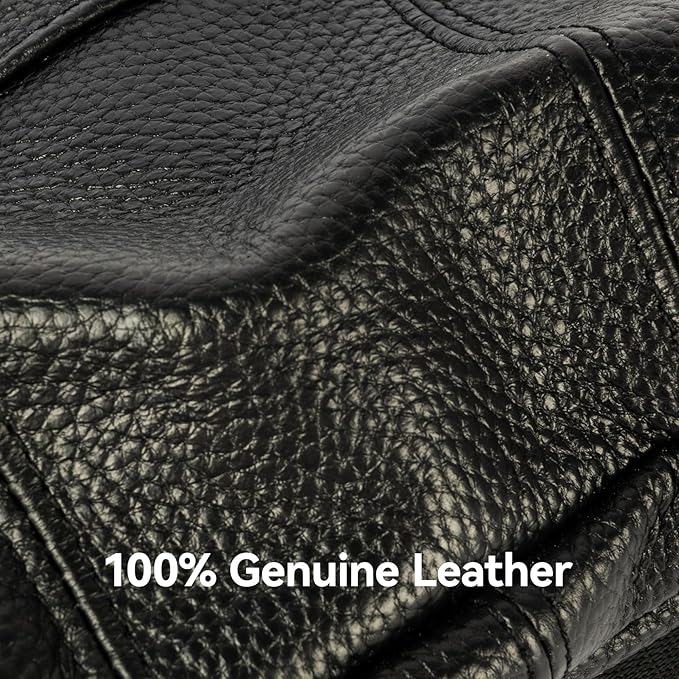 Genuine Leather Fanny Pack For Men and Women Multiple Pockets Waist Bag with Adjustable Strap for Outdoors Workout Traveling Casual Running Hiking Cycling Black Belt Bag