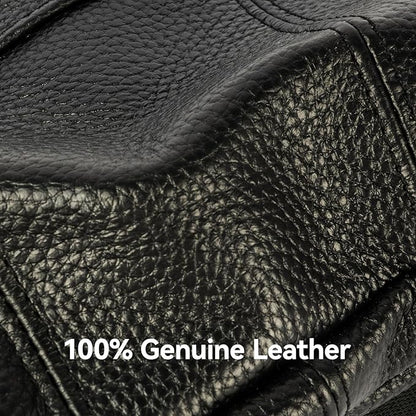 Genuine Leather Fanny Pack For Men and Women Multiple Pockets Waist Bag with Adjustable Strap for Outdoors Workout Traveling Casual Running Hiking Cycling Black Belt Bag