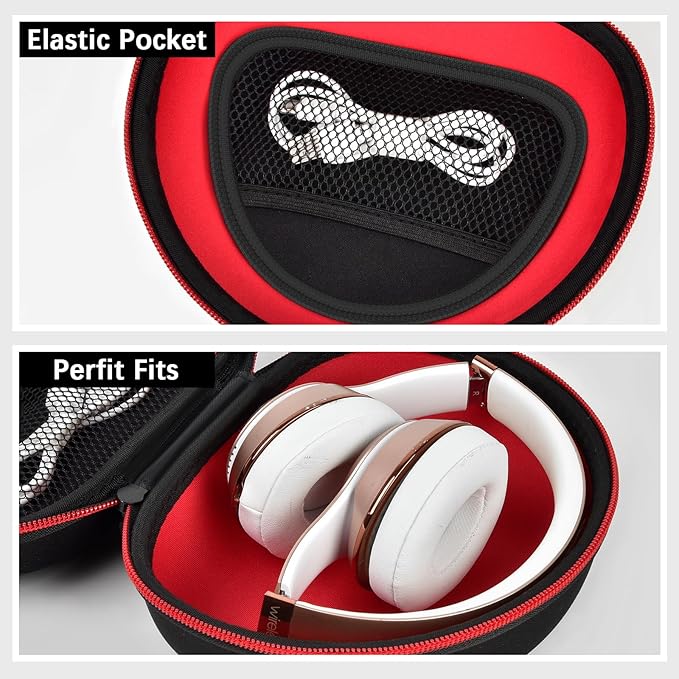 Headphone Case for Beats Solo 4/ for TOZO HT2/ for Glynzak/for Beats Studio Pro/for Beats Solo3/ for Beats Studio3 On-Ear Headphones, Foldable Bluetooth Wireless Headset (Extra Large) - Black