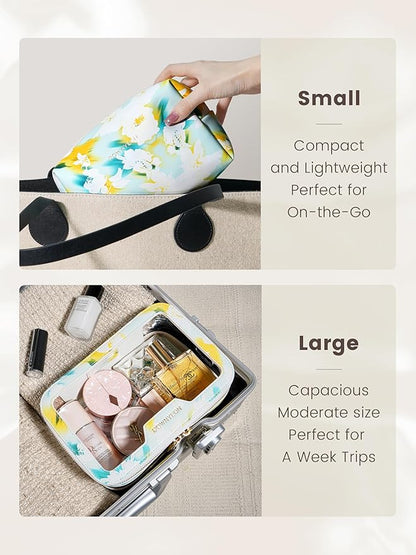 ROWNYEON Clear Makeup Case Toiletry Bag Multipurpose Travel Makeup Train Case Portable Cosmetic Organizer Transparent Storage Bag